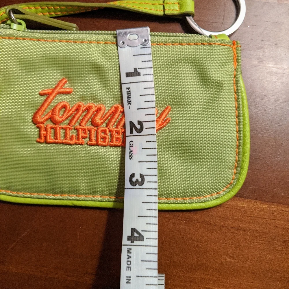 Tommy Hilfiger Vintage Y2K/Aughts Lime Green Embroidered Coin Purse Keychain